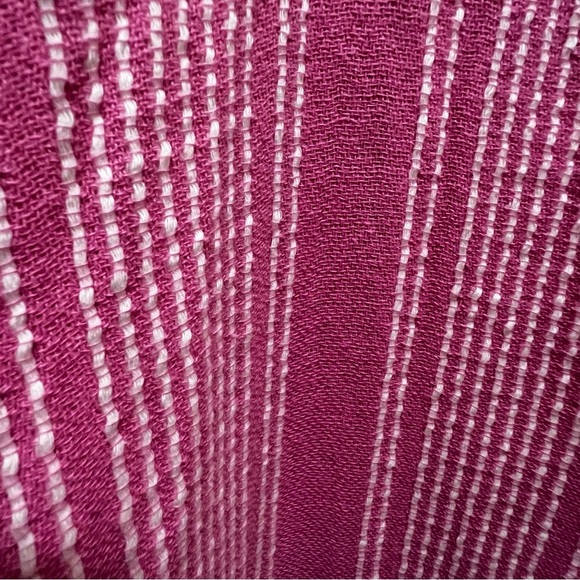 Zara Fringe Rustic Caftan Swim Cover Up pink & white stripes S/M NWT - Picture 6 of 12